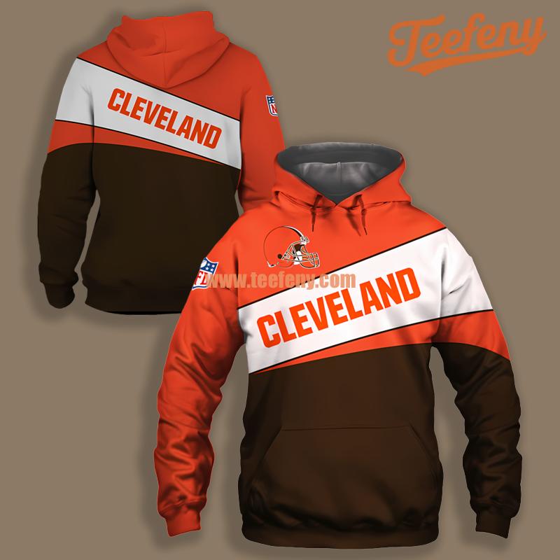 Cleveland Browns Pullover Orange Brown Youth 3D Hoodie