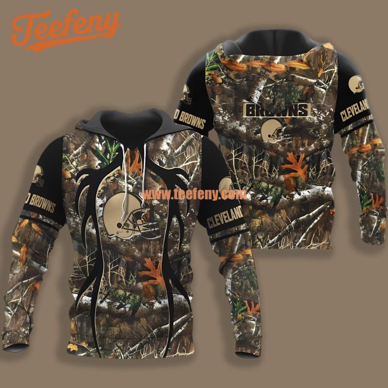 Cleveland Browns Realtree Camo Black Printing 3D Hoodie