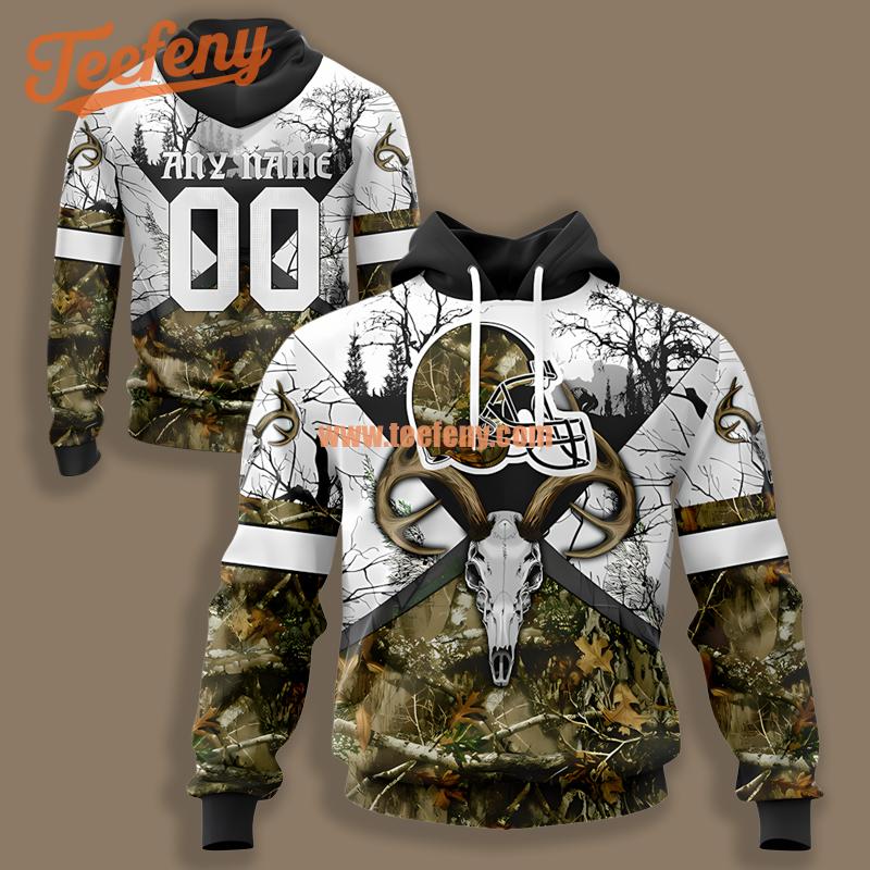 Cleveland Browns Realtree Camo Hunt White Printed 3D Hoodie