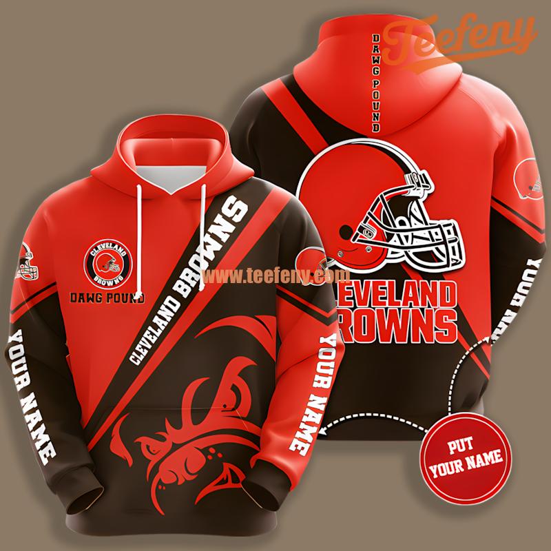 Cleveland Browns Red Black Logo Personalized 3D Hoodie