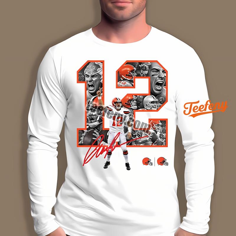 Cleveland Browns Shedeur Sanders Football Celebration Collage Long Sleeve Cleveland Browns Shedeur Sanders Football Celebration Collage Long Sleeve