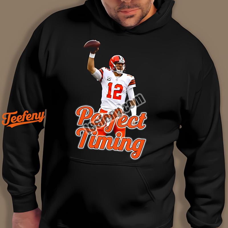 Cleveland Browns Shedeur Sanders Perfect Timing Football Celebration Hoodie Cleveland Browns Shedeur Sanders Perfect Timing Football Celebration Hoodie