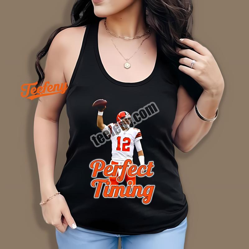 Cleveland Browns Shedeur Sanders Perfect Timing Football Celebration Tanktop Cleveland Browns Shedeur Sanders Perfect Timing Football Celebration Tanktop