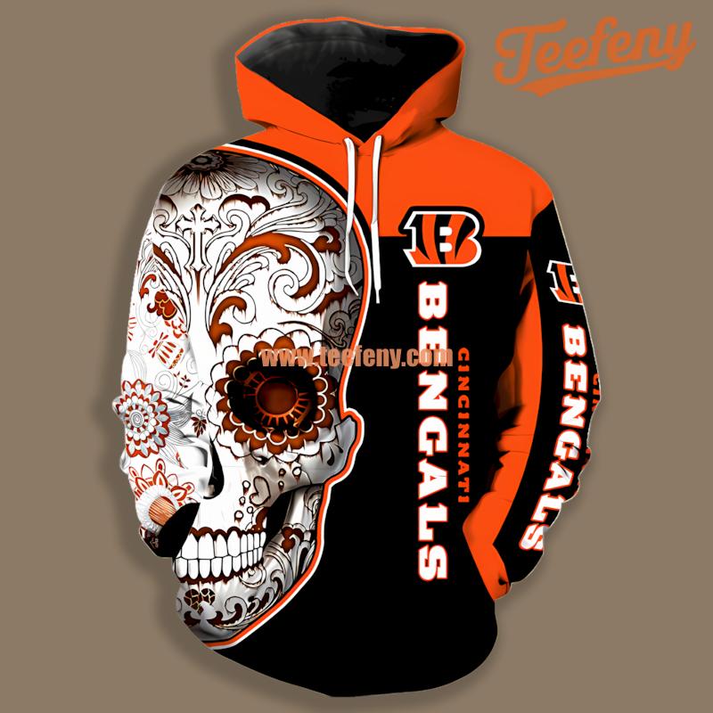 Cleveland Browns Skull Orange Black Pullover 3D Hoodie