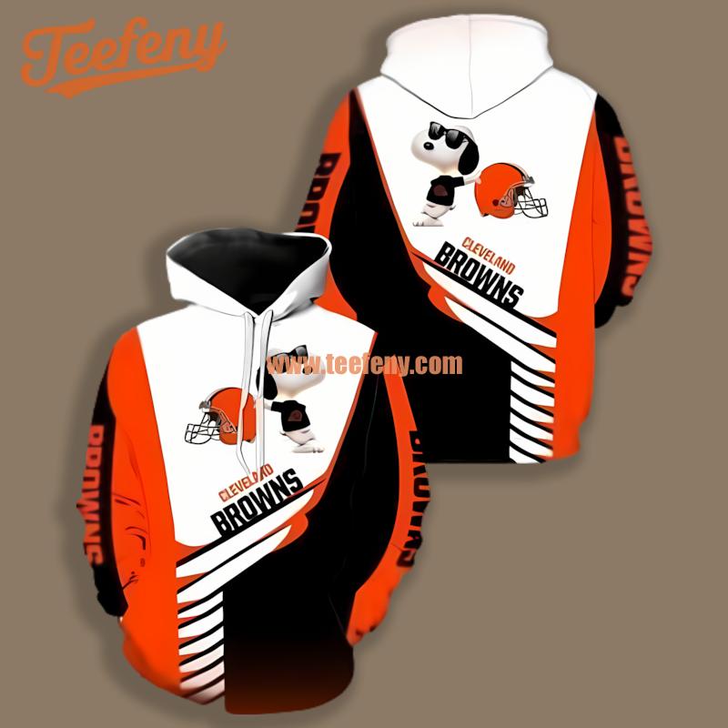 Cleveland Browns Snoopy White Black Unisex 3D Hoodie