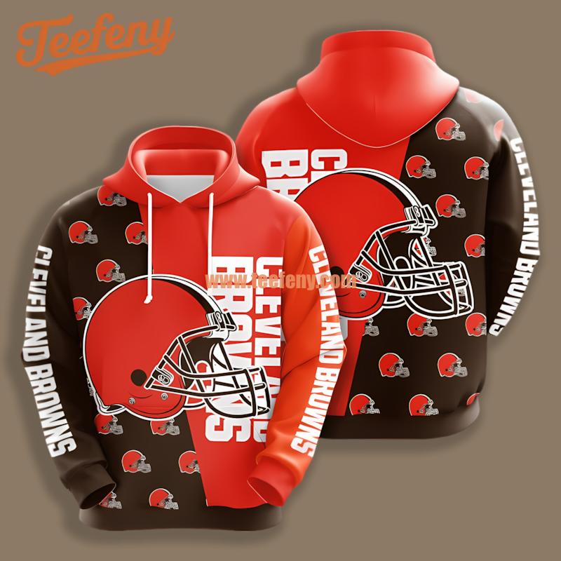 Cleveland Browns Sport Orange Black Printed 3D Hoodie