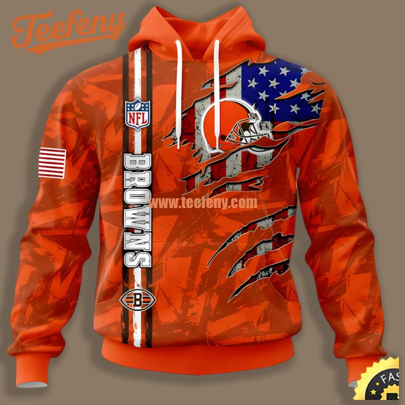 Cleveland Browns States Flag Orange Full Print 3D Hoodie