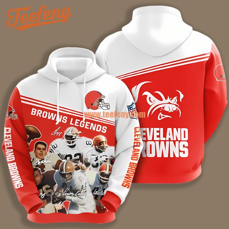 Cleveland Browns White Orange Design 3D Hoodie