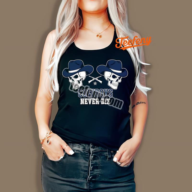 Cowboys Never Die Blue White Western Skull Tanktop Cowboys Never Die Blue White Western Skull Tanktop