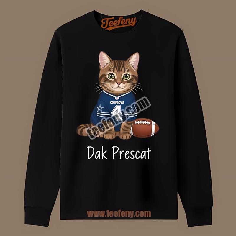 Dak Prescott Cat Pun Dallas Cowboys Football Long Sleeve Dak Prescott Cat Pun Dallas Cowboys Football Long Sleeve
