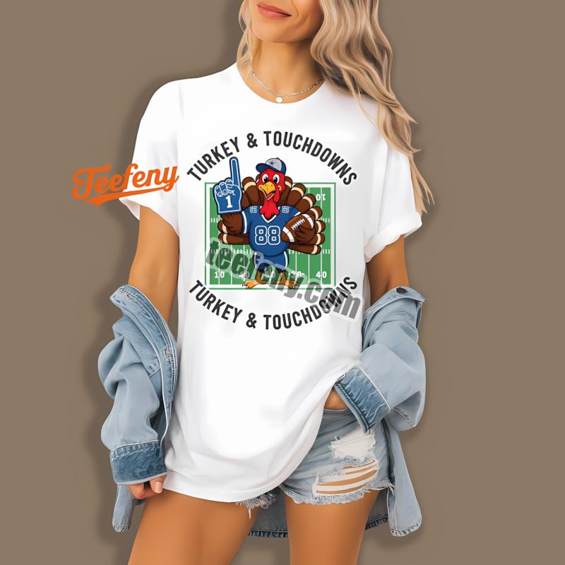 Dallas Cowboys Cartoon Turkey Touchdowns Thanksgiving Art Cotton Shirt