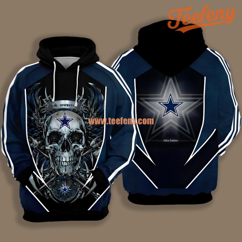 Dallas Cowboys Eagle Skull Blue Black Horror 3D Hoodie
