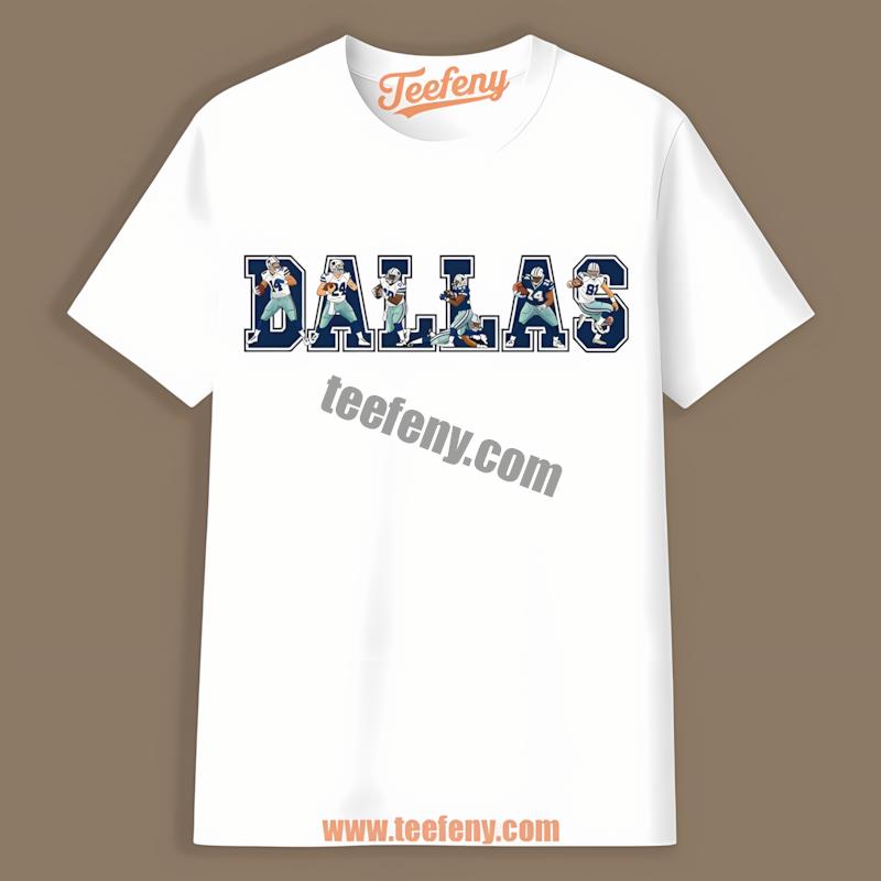 Dallas Cowboys Illustrated Player Scenes Inside Dallas Text Art Shirt