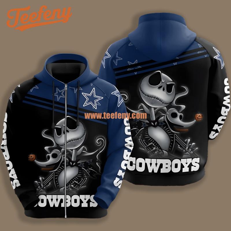 Dallas Cowboys Jack Skellington Zero Black Blue Boys 3D Hoodie