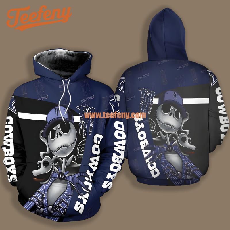 Dallas Cowboys Jack Skellington Zero Monster Energy Blue Art 3D Hoodie