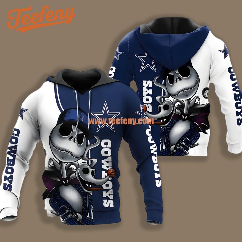 Dallas Cowboys Jack Skellington Zero White Blue Realistic 3D Hoodie