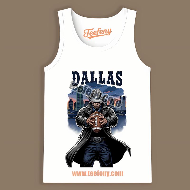 Dallas Cowboys Lone Star Cowboy Holding Football Tanktop Dallas Cowboys Lone Star Cowboy Holding Football Tanktop