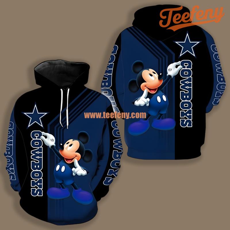 Dallas Cowboys Mickey Mouse Blue Black Realistic 3D Hoodie