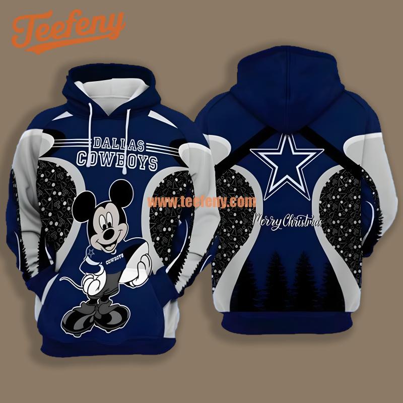 Dallas Cowboys Mickey Mouse Grey Blue Mens 3D Hoodie