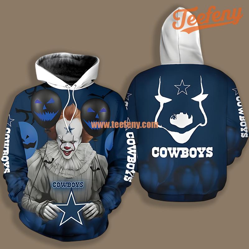 Dallas Cowboys Pennywise Halloween Blue 3D Full Print Hoodie