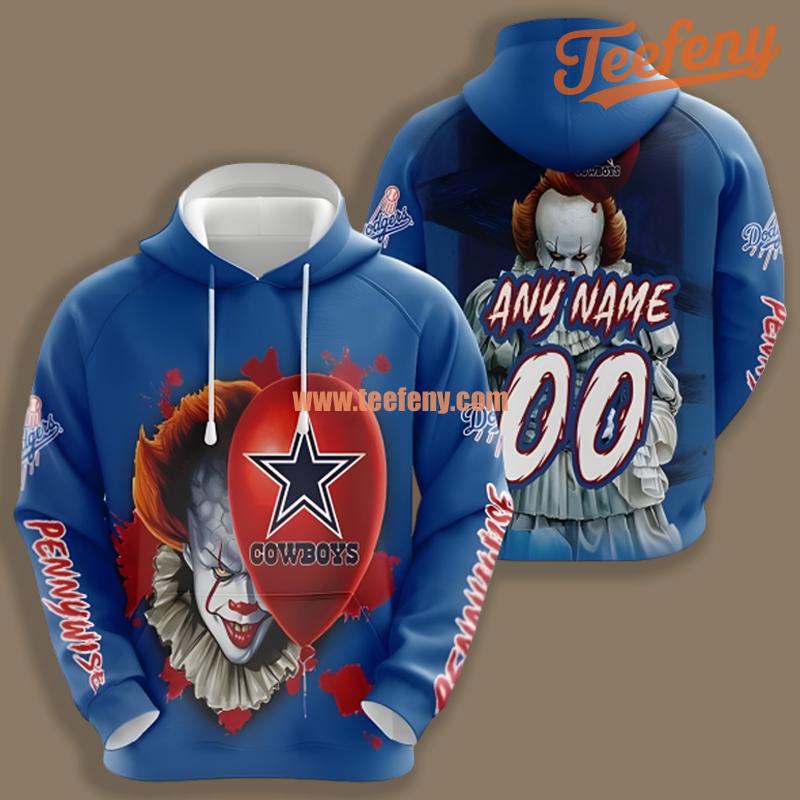 Dallas Cowboys Pennywise Halloween Personalized Blue 3D Hoodie