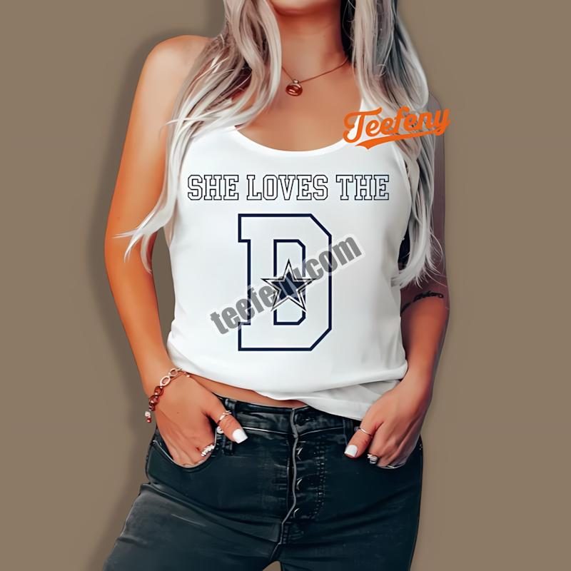 Dallas Cowboys She Loves The D Football Star Cotton Tanktop Dallas Cowboys She Loves The D Football Star Cotton Tanktop