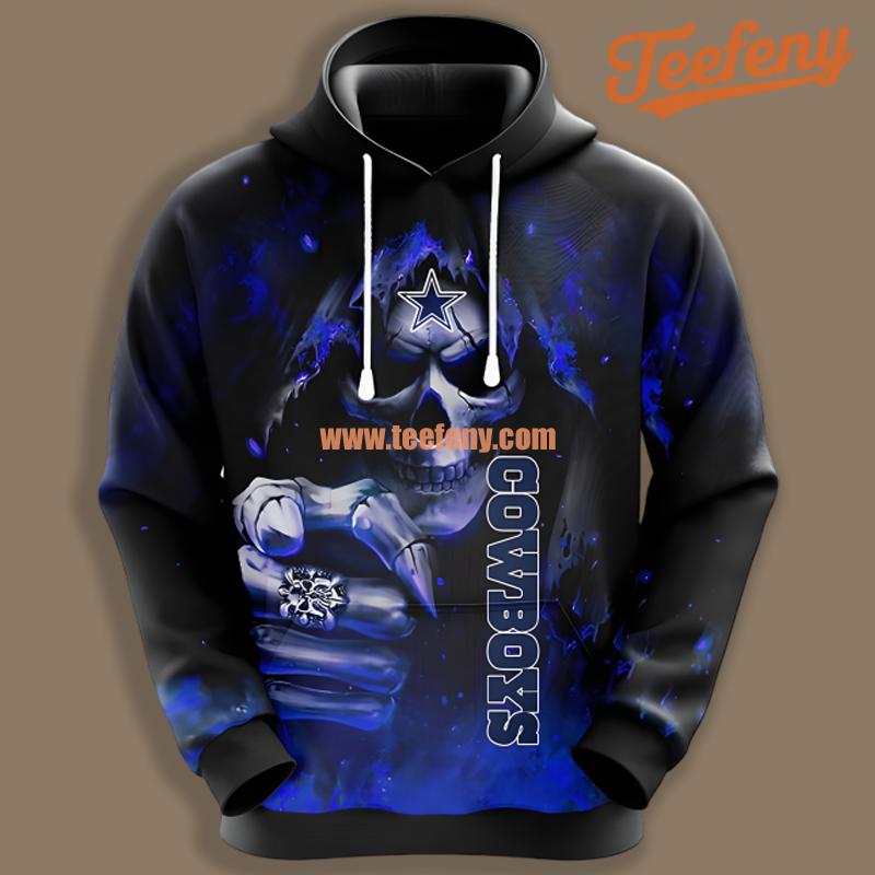 Dallas Cowboys Skull Black Pattern 3D Hoodie