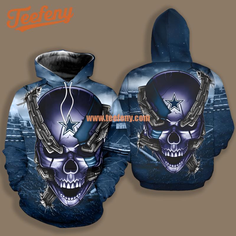 Dallas Cowboys Skull Blue Realistic 3D Hoodie