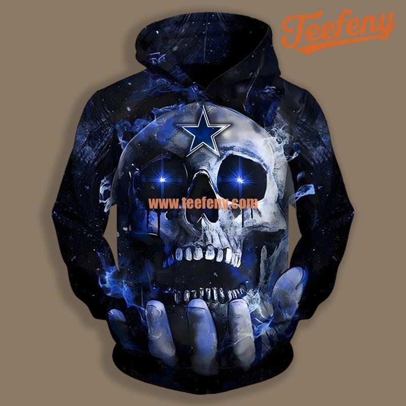 Dallas Cowboys Skull Score Black Print 3D Hoodie