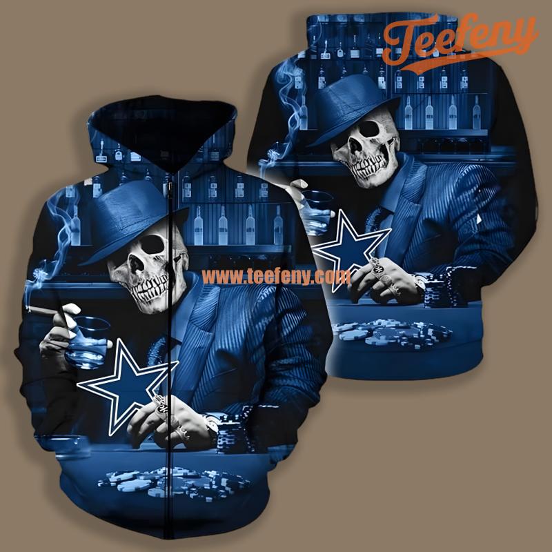 Dallas Cowboys Skull Play Black Fashion 3D Hoodie