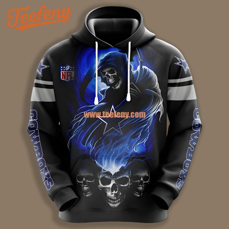 Dallas Cowboys Skull Score Black Print 3D Hoodie