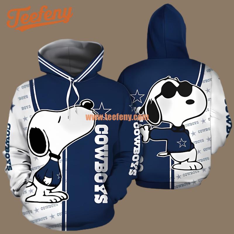 Dallas Cowboys Snoopy Blue White Design 3D Hoodie