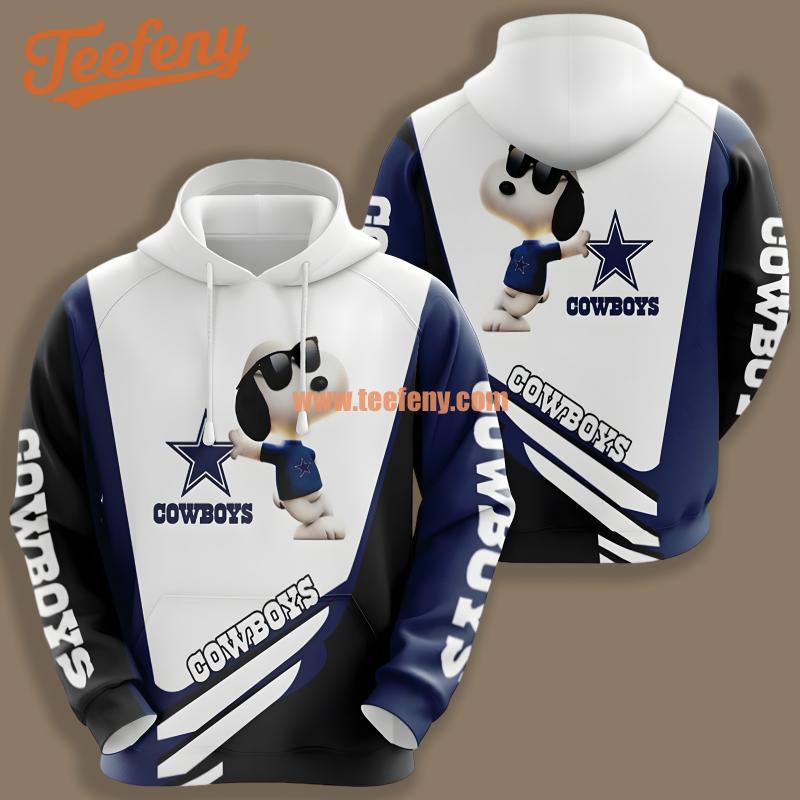 Dallas Cowboys Snoopy Blue White Printing 3D Hoodie