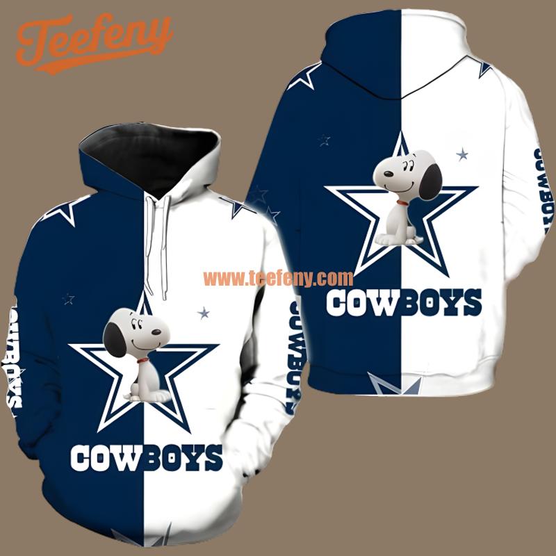 Dallas Cowboys Snoopy White Blue For Sale 3D Hoodie