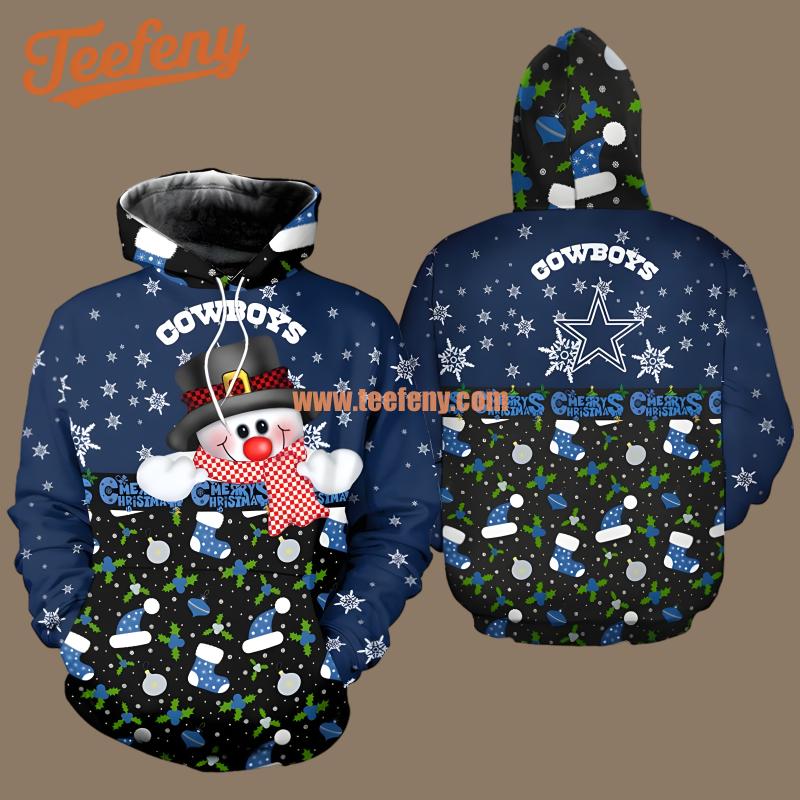 Dallas Cowboys Snowman Christmas Blue Pattern 3D Hoodie