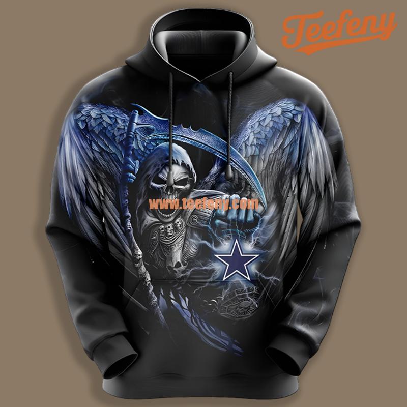 Dallas Cowboys Wings Skull Black Print 3D Hoodie
