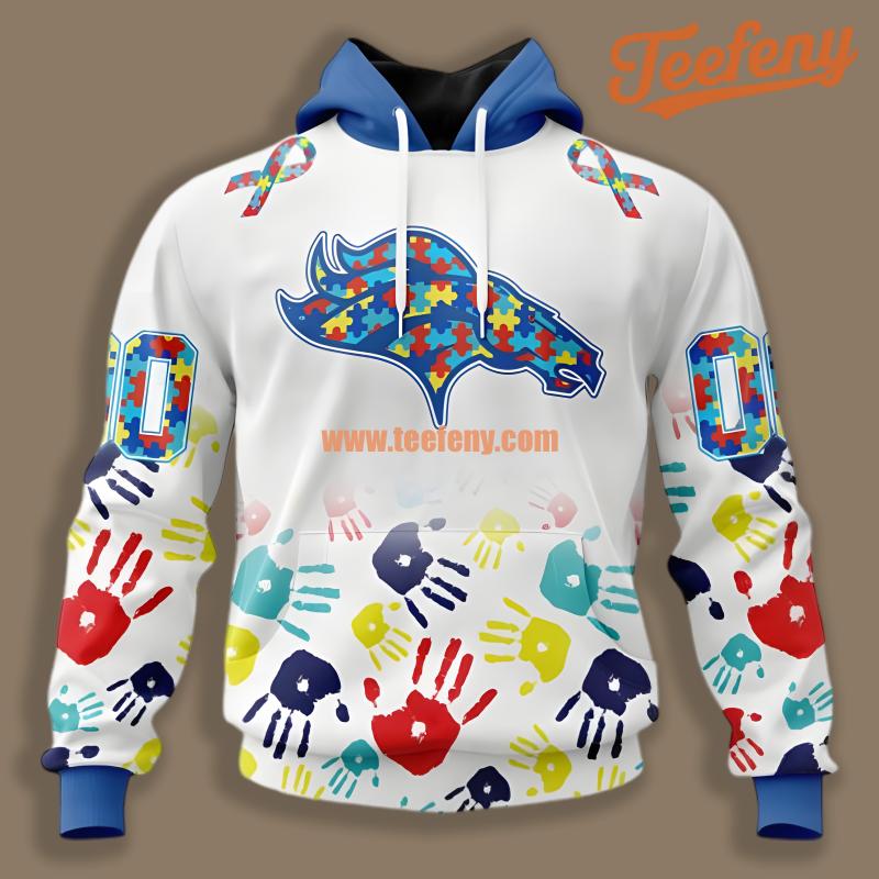 Denver Broncos Autism Awareness Hand White Design 3D Hoodie