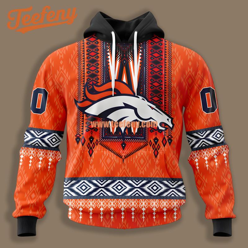 Denver Broncos Classic Pattern Orange Print 3D Hoodie
