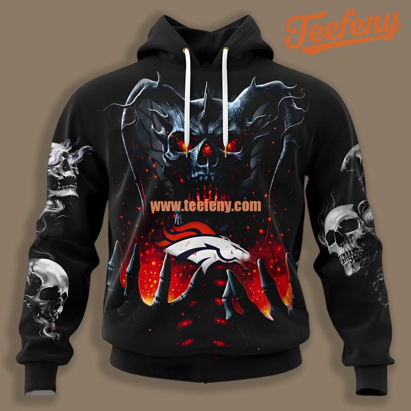 Denver Broncos Devil Skull Black Mens 3D Hoodie