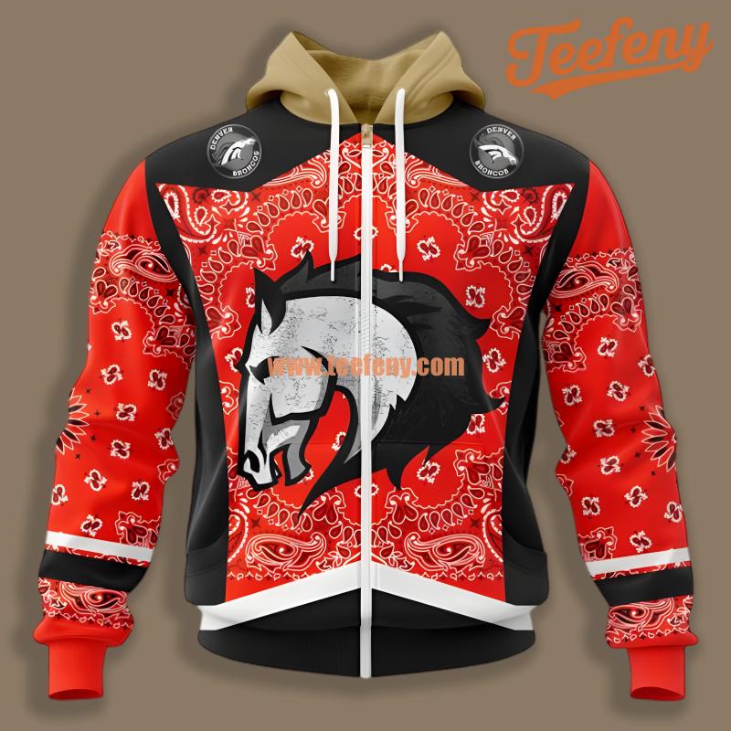 Denver Broncos Fan Gift Red Zip Up 3D Hoodie