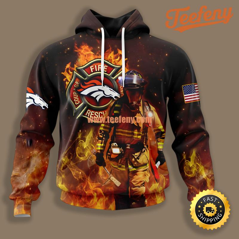 Denver Broncos Firefighters Gift Yellow Illusion 3D Hoodie