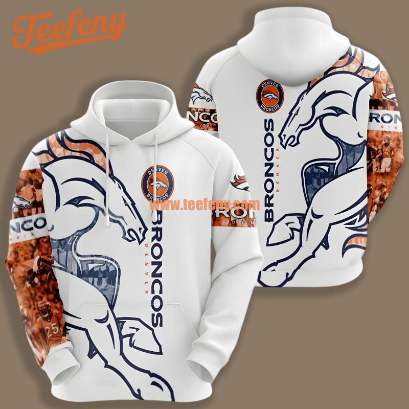 Denver Broncos Gift For Fans White Puff Print 3D Hoodie