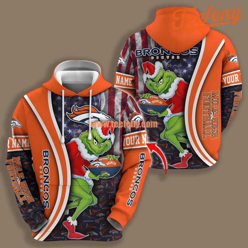 Denver Broncos Grinch Xmas Orange 3D Hoodie Printing