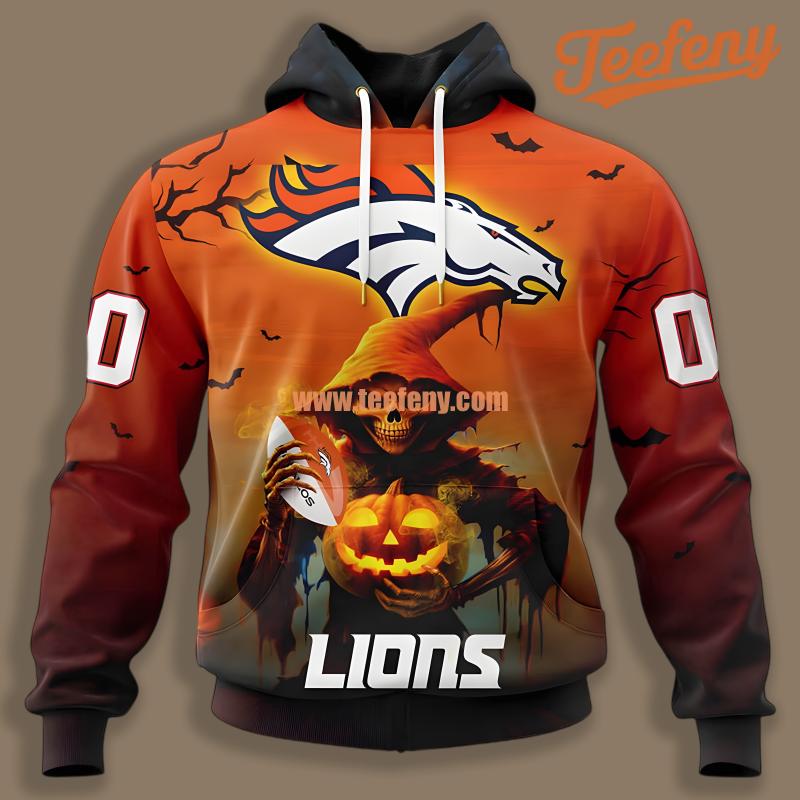 Denver Broncos Halloween Scarecrow Pumpkin Yellow Pattern 3D Hoodie