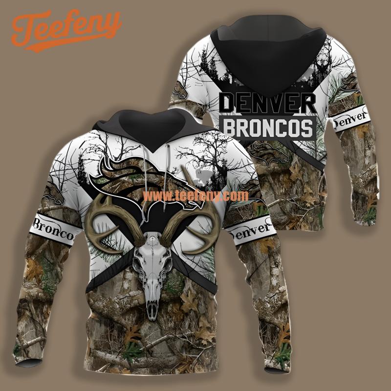 Denver Broncos Hunting Camo Grey Print 3D Hoodie