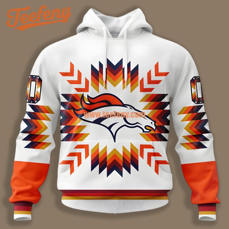 Denver Broncos Logo Orange White Pullover 3D Hoodie