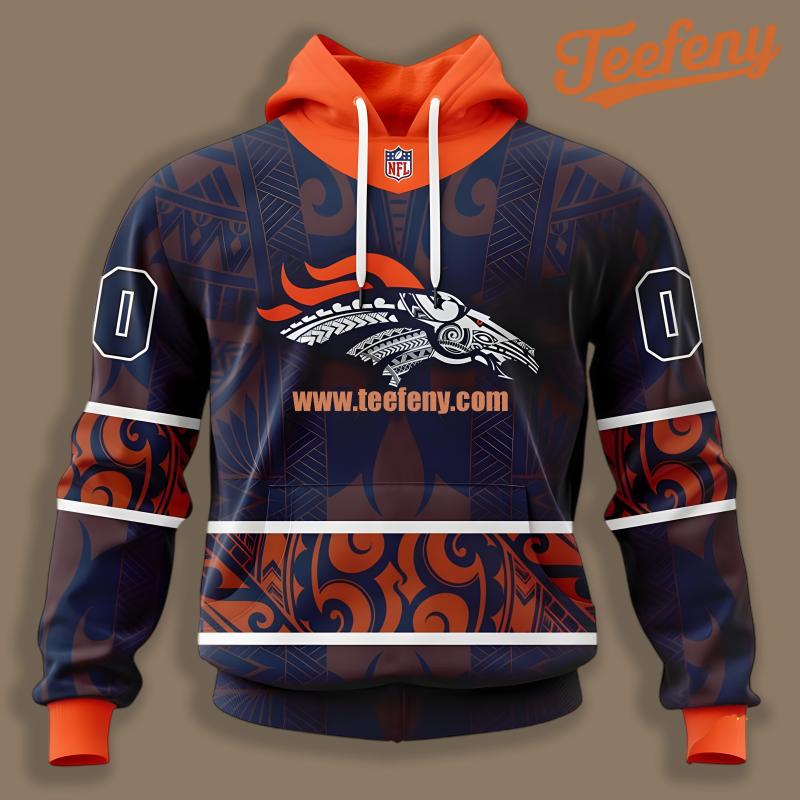 Denver Broncos Maori Pattern Blue 3D Hoodie