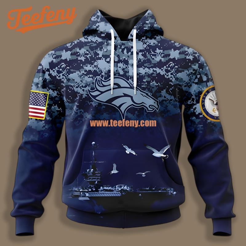 Denver Broncos Navy Veterans Blue Boys 3D Hoodie