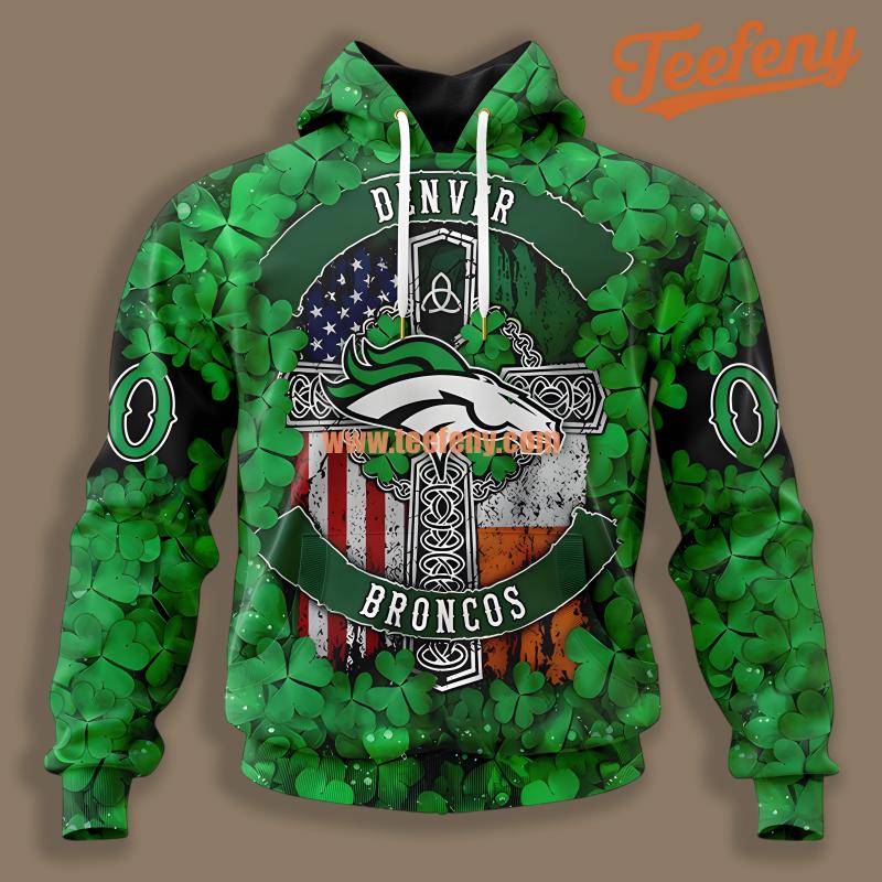 Denver Broncos Shamrock Patrick Day Green Horror 3D Hoodie