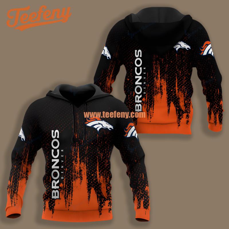 Denver Broncos Soccer Logo Orange Black Illusion 3D Hoodie